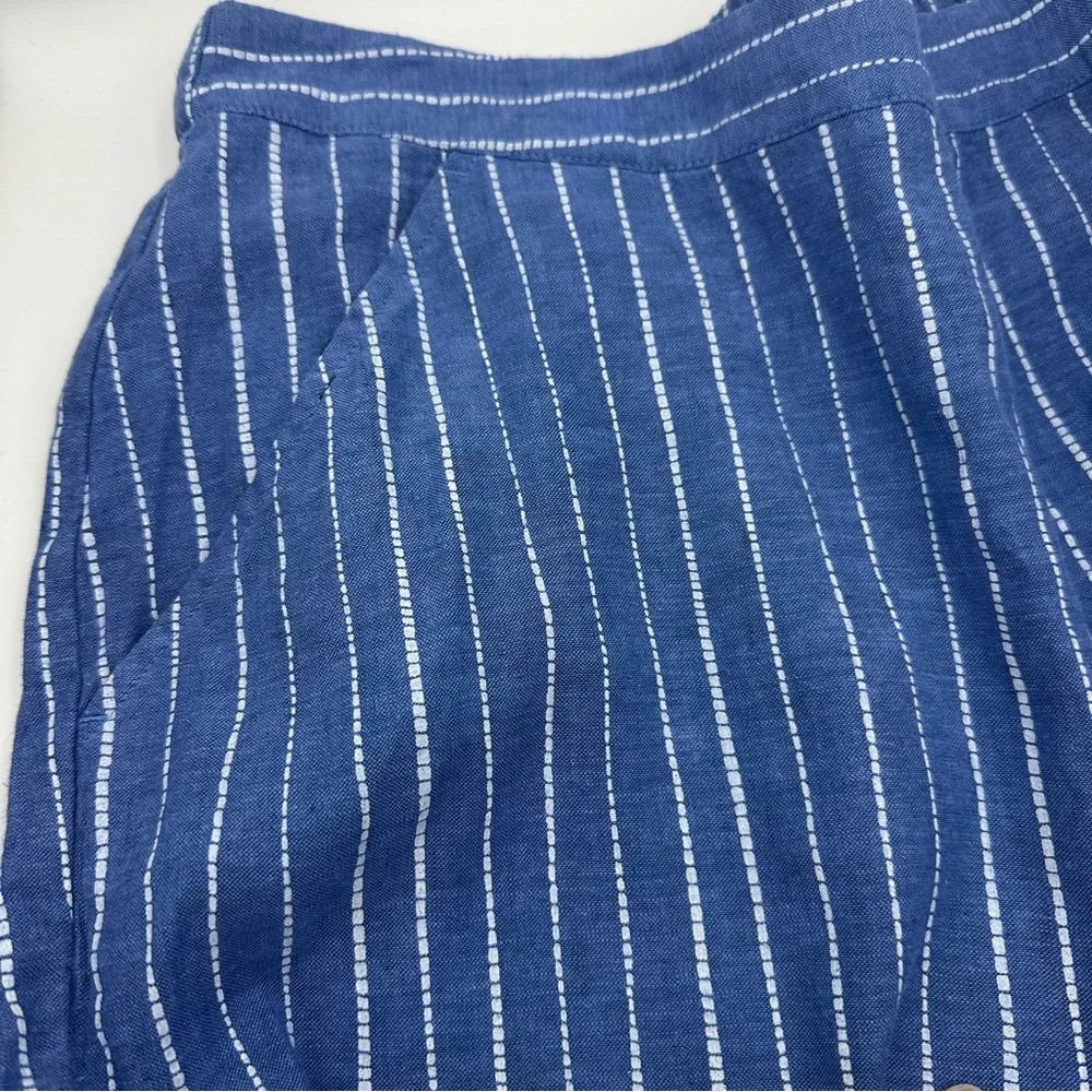 Habitat Linen Cotton Vertical Rope Stripe Wide Leg Crop Pants - Picture 3 of 13